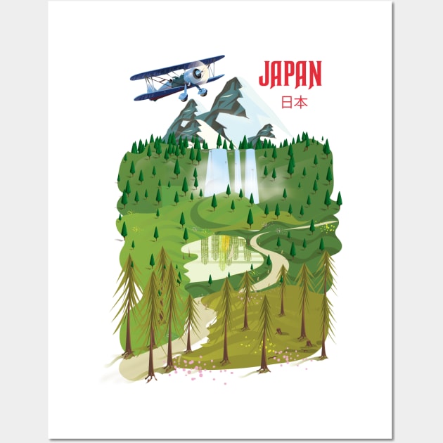 Japan vintage landscape Wall Art by nickemporium1